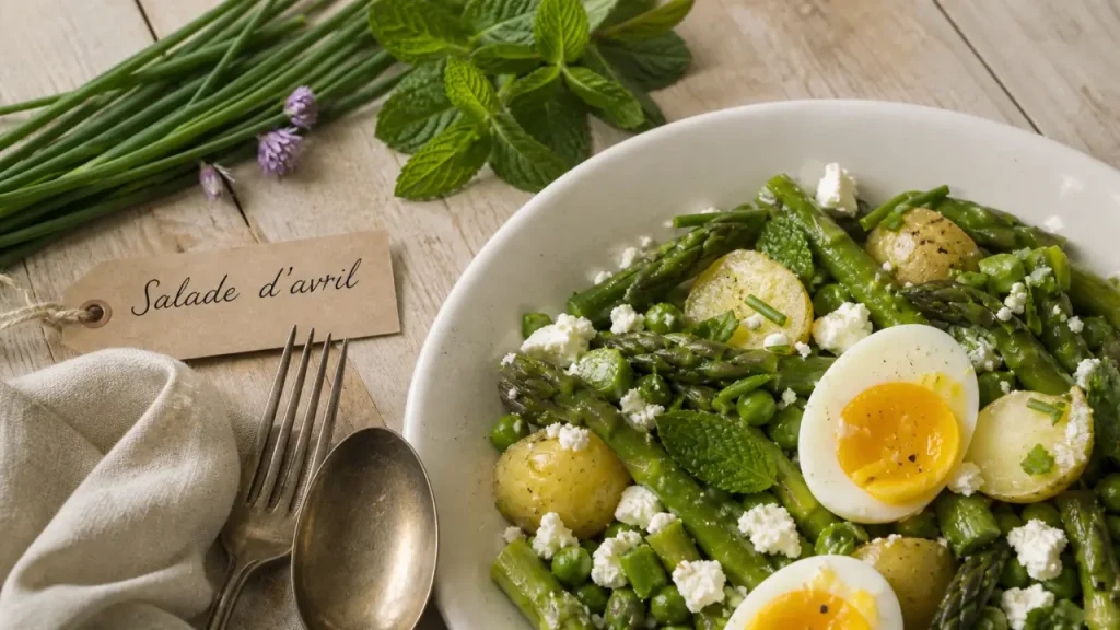 Idées repas avril : salade tiède d’asperges et petits pois