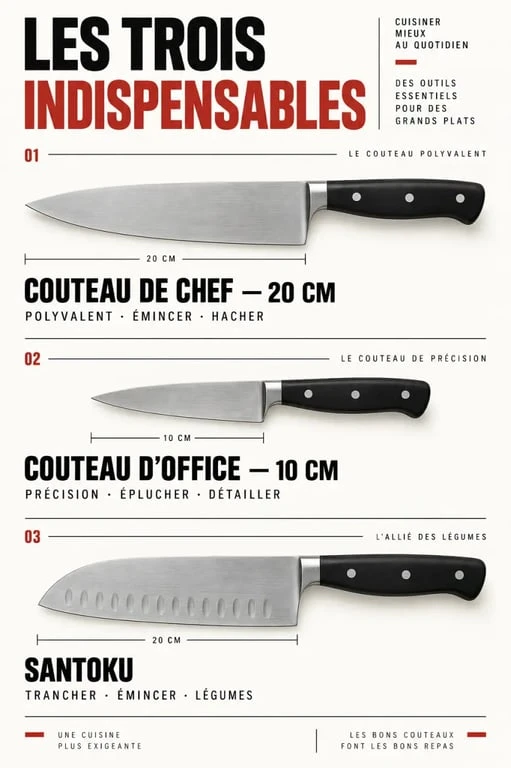 Comparatif des meilleurs couteaux de cuisine : couteau de chef, couteau d'office et santoku