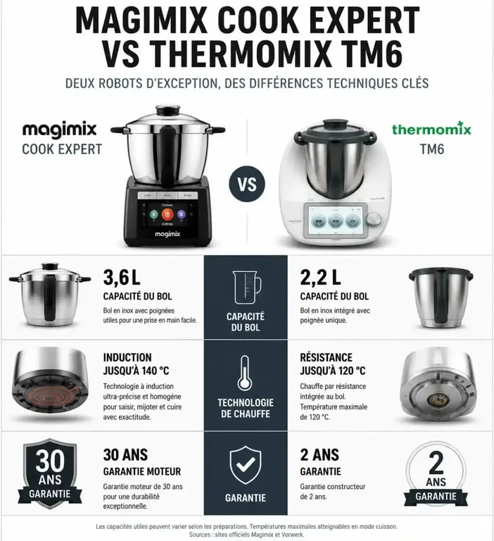 Comparatif technique Magimix Cook Expert vs Thermomix TM6