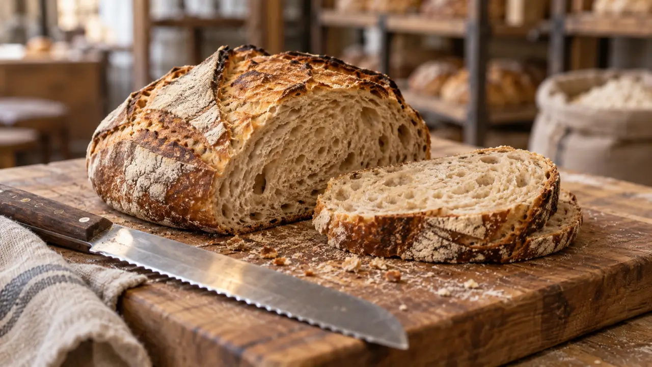 Pain artisanal : croûte croustillante, mie alvéolée