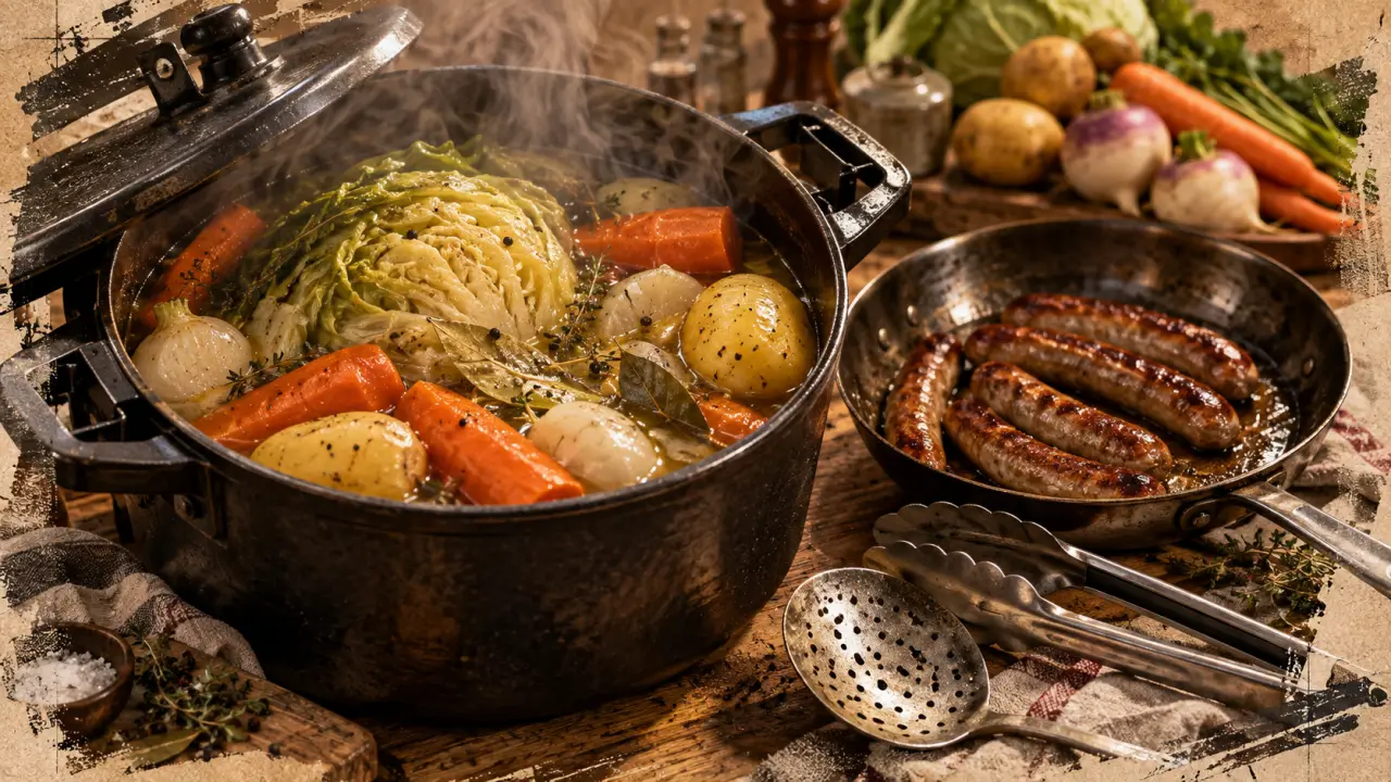 Potée cocotte minute en cocotte avec pommes de terre entières et légumes