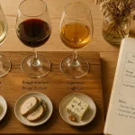 Tableau des accords mets et vins : verres et assiettes pour mariages gustatifs