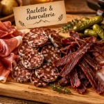Charcuterie pour la raclette : tranches et saucisson, portions 120 à 150 g