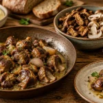 Gésiers de volailles confits au vin blanc, échalote et persil