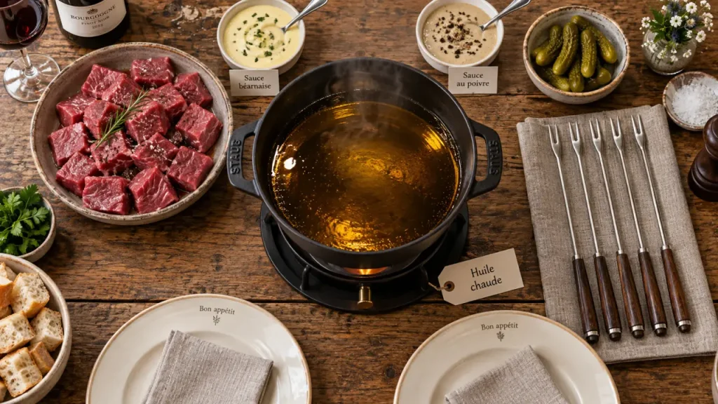 Huile pour la fondue : huile ambrée fumante pour fondue bourguignonne