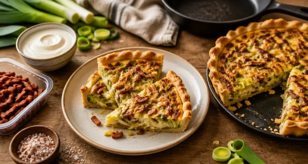 Lardons vegetarien fumés au soja, quiche végétale sans porc