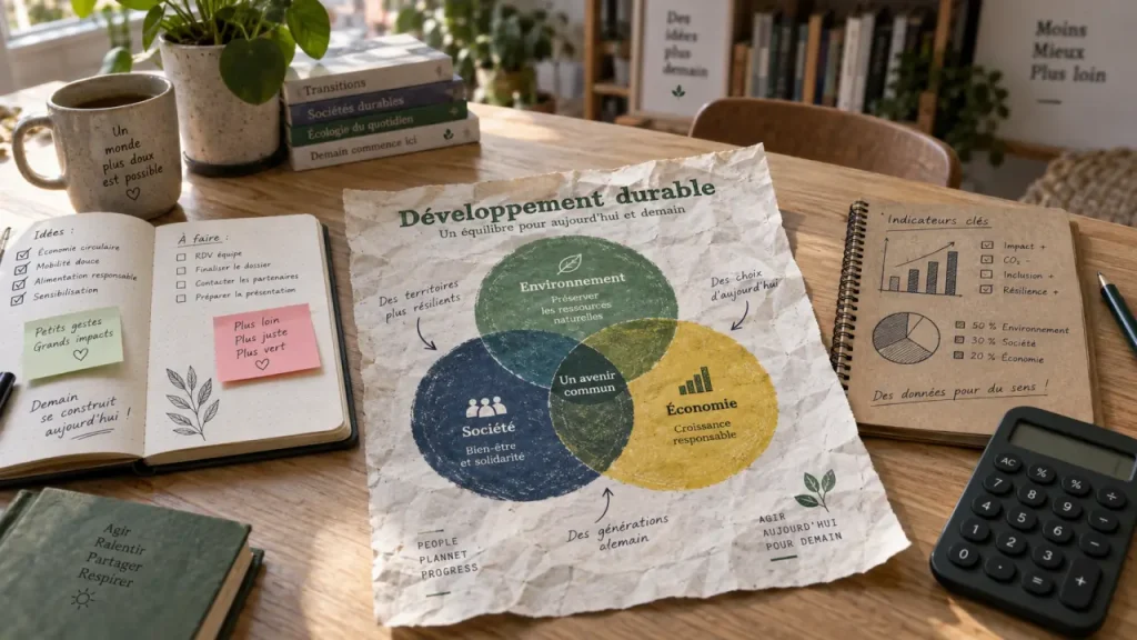 Pilier du développement durable : justice sociale, économie viable, protection de l’environnement