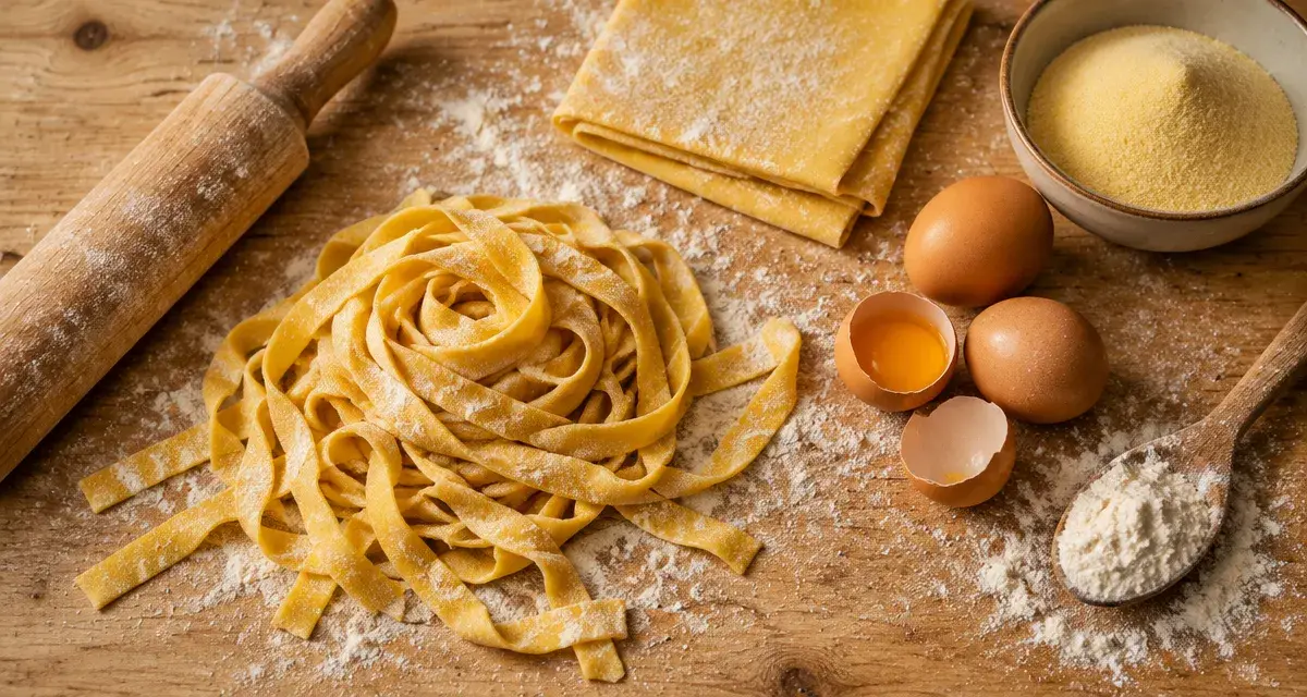 Tout sur les pâtes : tagliatelle maison, farine et œufs